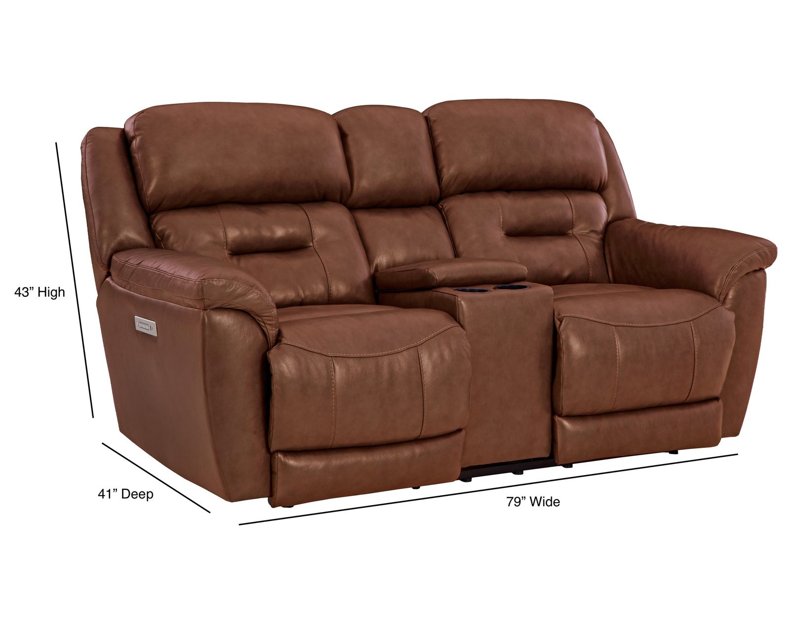 Contender 79" Leather Triple Power Console Reclining Loveseat (In stock) - Contender 79" Triple Power Console Reclining Loveseat