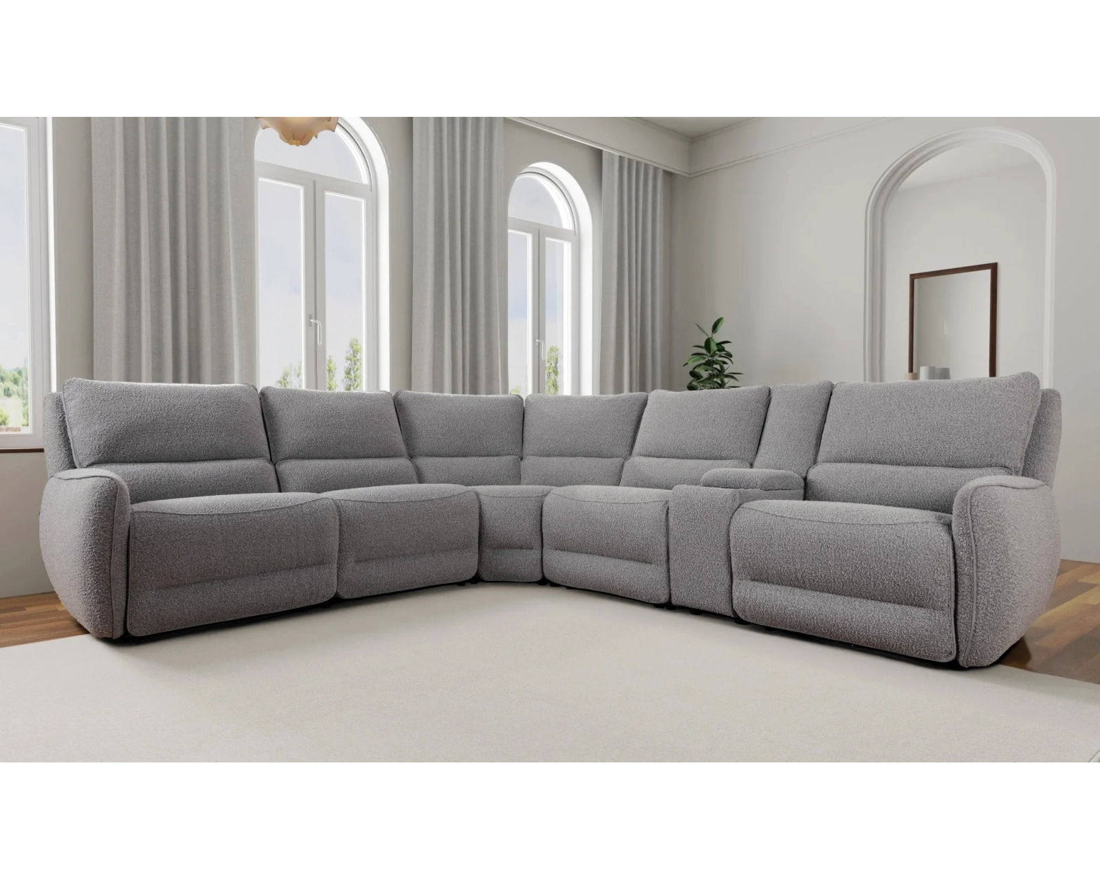 Stellar Zero Gravity Power Headrest Power Reclining Sectional Smoke (In stock - Fast shipping) - Layout B: Six Piece Reclining Sectional 119" x 132"