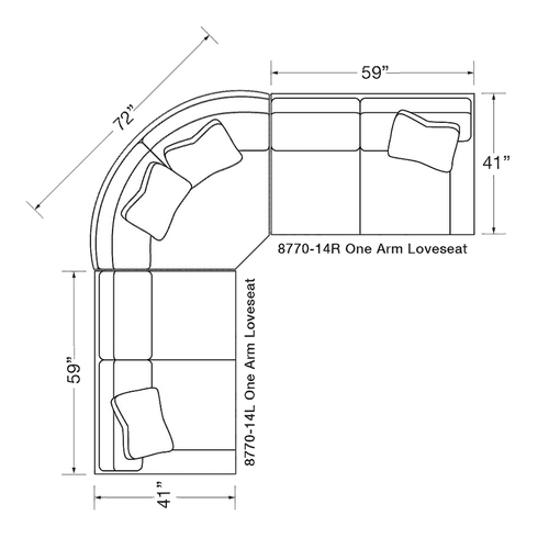 Layout I: Three Piece Sectional (95" x 95")