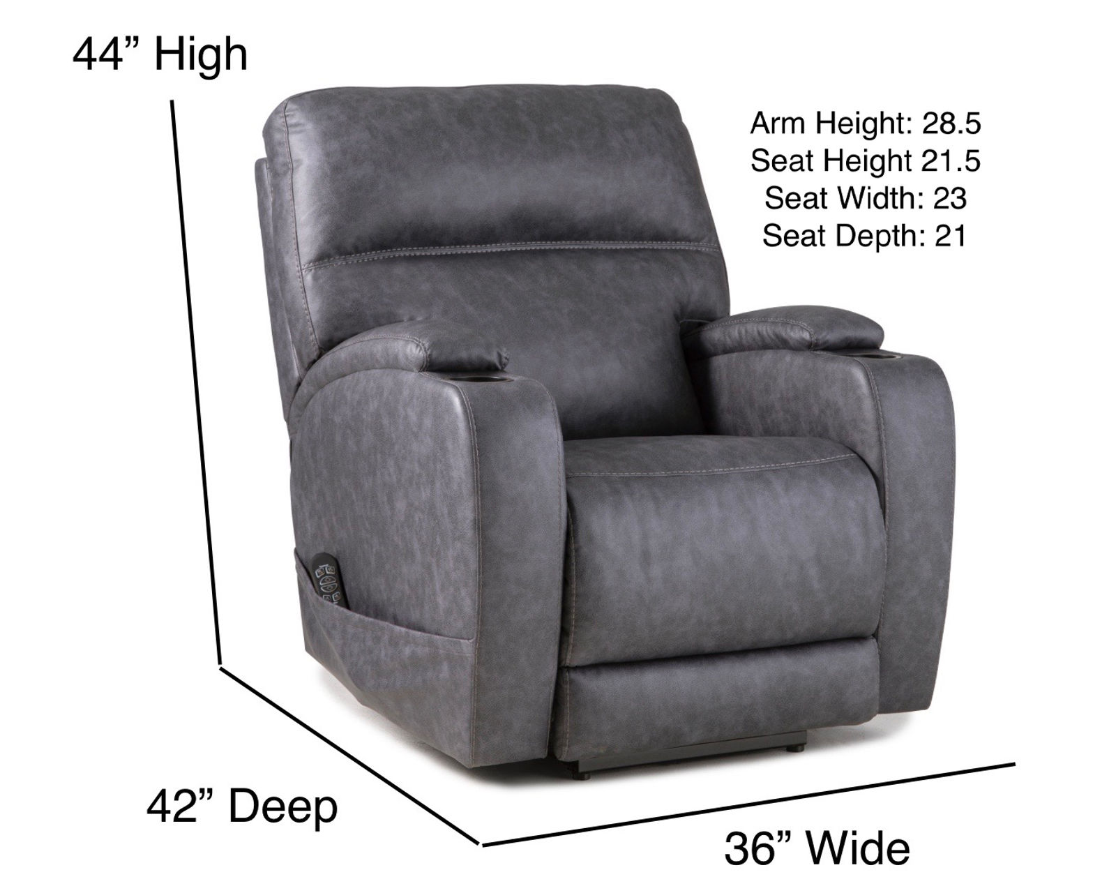 Jett 84" Triple Power Reclining Sofa Grey (In stock) - Metal cupholders built into the arms