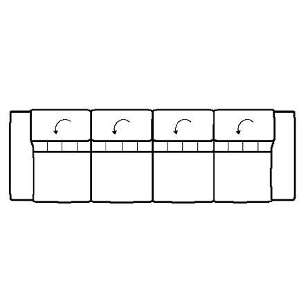 Layout B: Four Piece Sectional 129" wide (2 recliners)