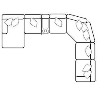 Layout O: Seven Piece Sectional. 64" x 166 x 119"