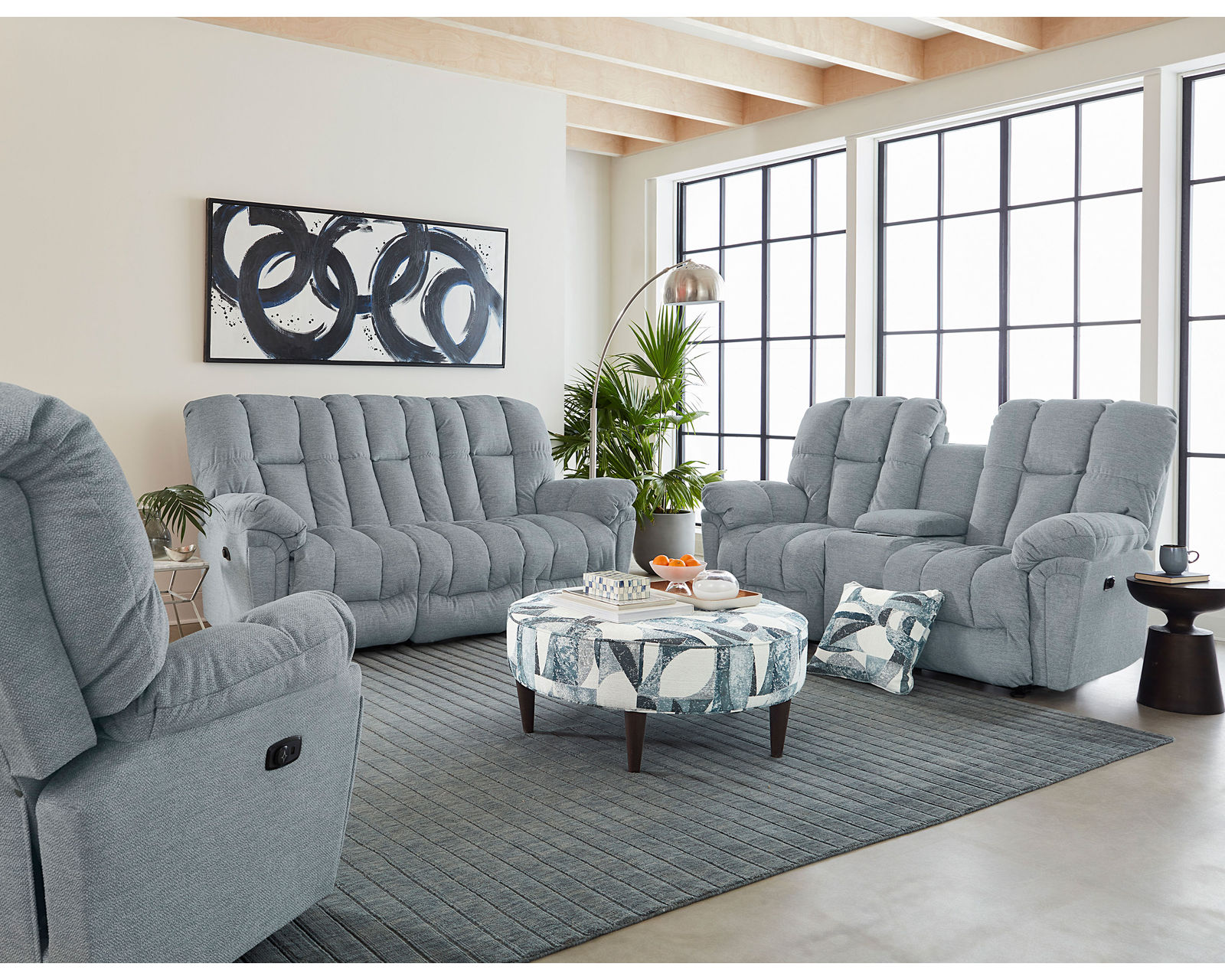 Lucas Double Reclining Console Loveseat (+100 fabrics) - Lucas Double Reclining Sofa