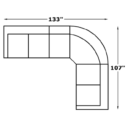 Layout  H: Three Piece Sectional 133" x 107"