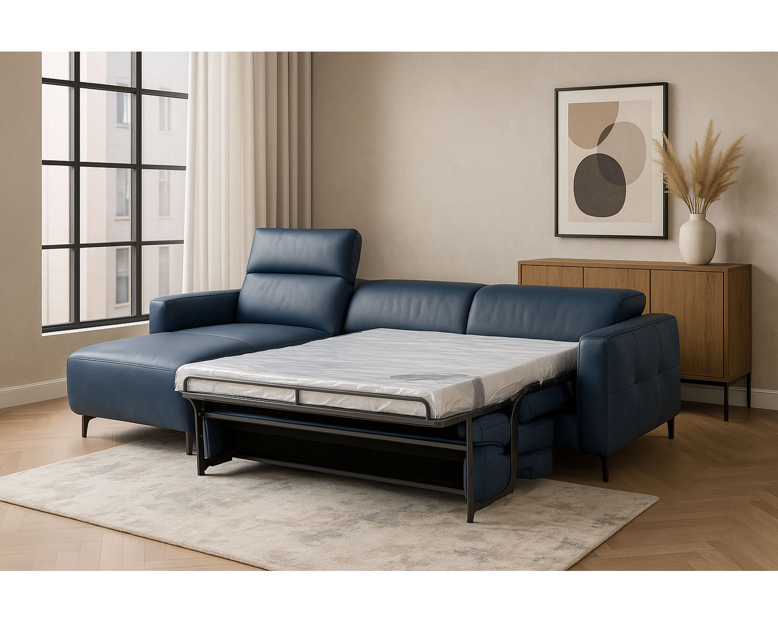 Capri C325 Chaise Sleeper Sectional (+55 leathers) - Layout B: Two Piece Full Size Sleeper Sectional 65" x 111"