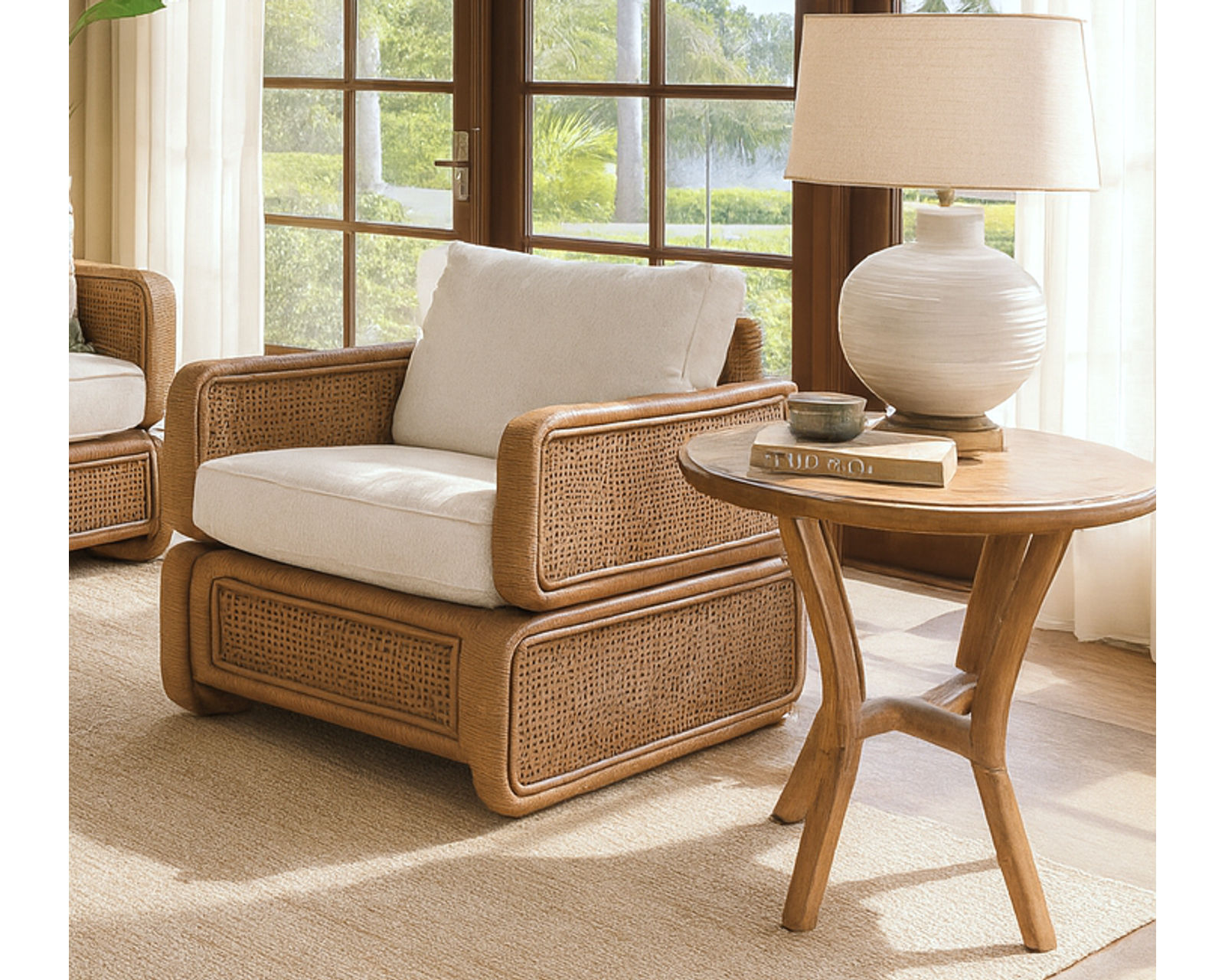 Bonnie 81" Rattan Sofa (+28 finishes +69 fabrics - Bonnie Rattan Accent Chair
