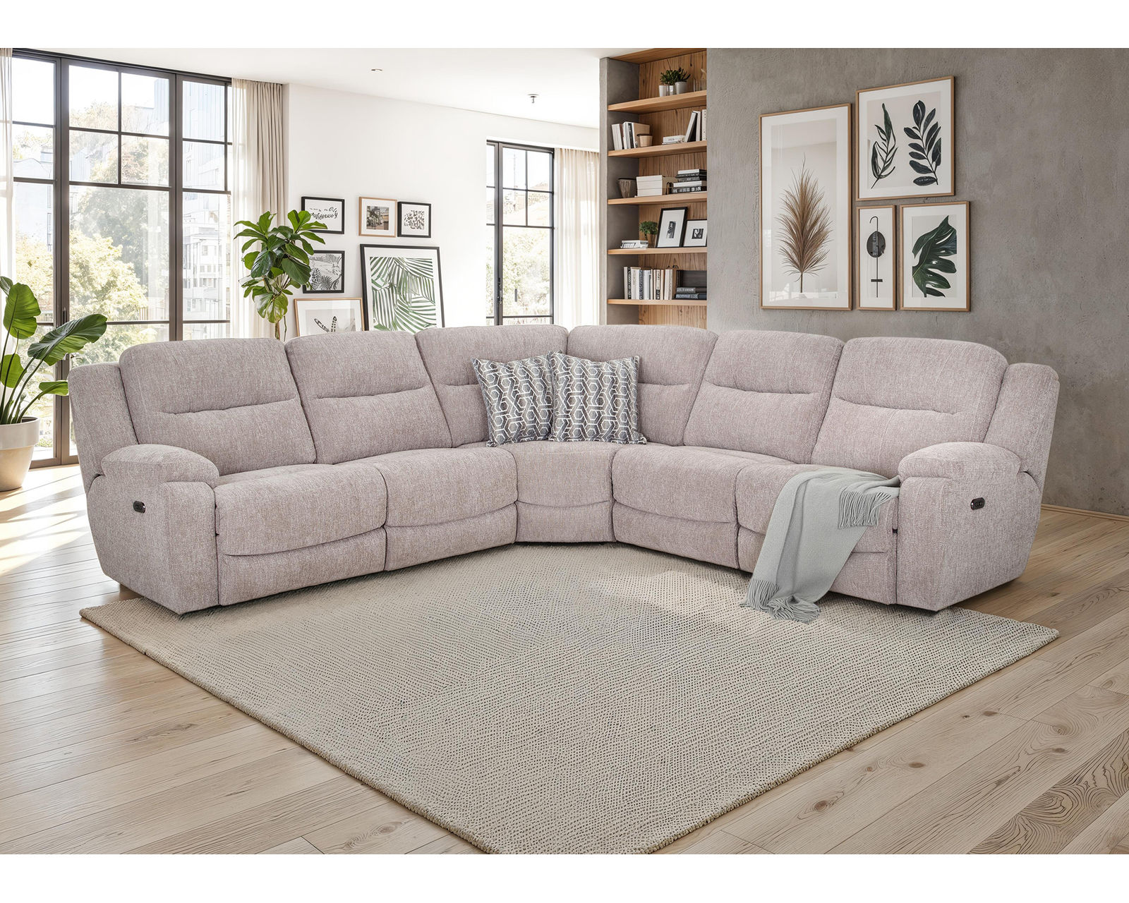 Cleveland 690 Power Headrest Power Reclining Modular Sectional (Power Recline. Power Headrest. Modular Comfort Built Around You) - Layout A: Five Piece Sectional 128" x 128"