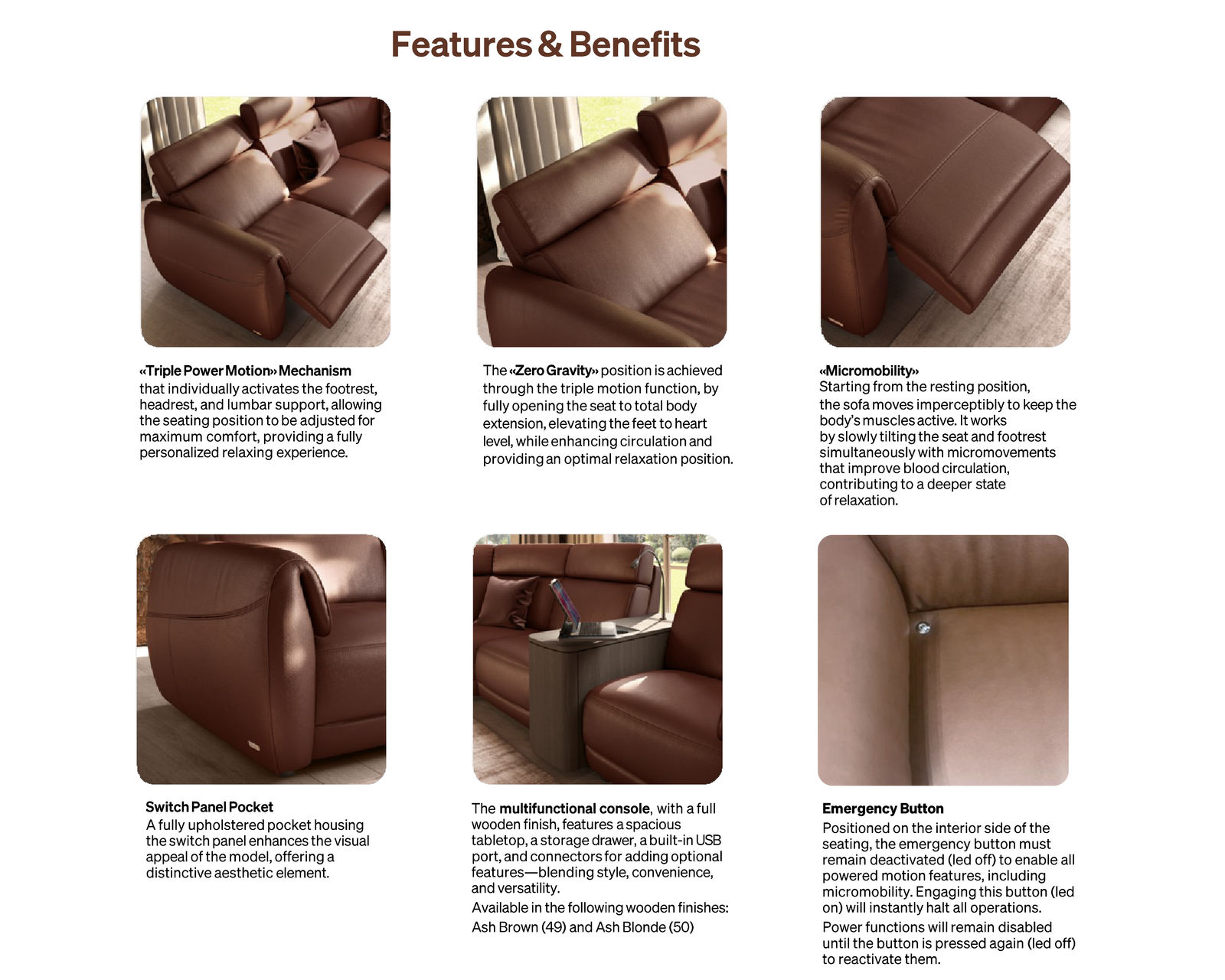 Nuvia C328 Triple Power Reclining Sectional (+55 leathers) - Features and Benefits
