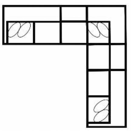 Layout E: Five Piece Sectional 120" x 120"