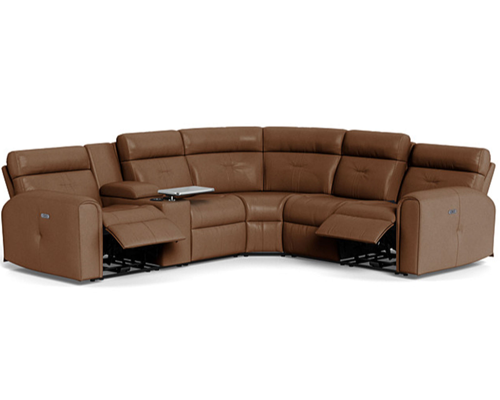 Acacia 41080 Power Headrest Power Reclining Sectional (+100 leathers) - Layout B: Six Piece Sectional 104" x 117"