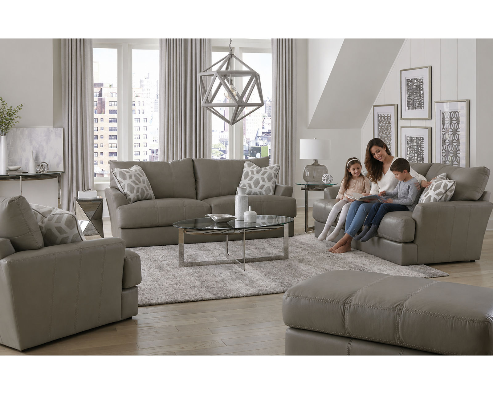 Prato Top Grain Leather Touch 85" Sofa (2 colors) includes pillows