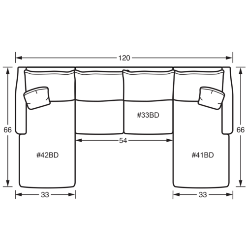 Layout D: Three Piece Sectional 66" x 120" x 66"