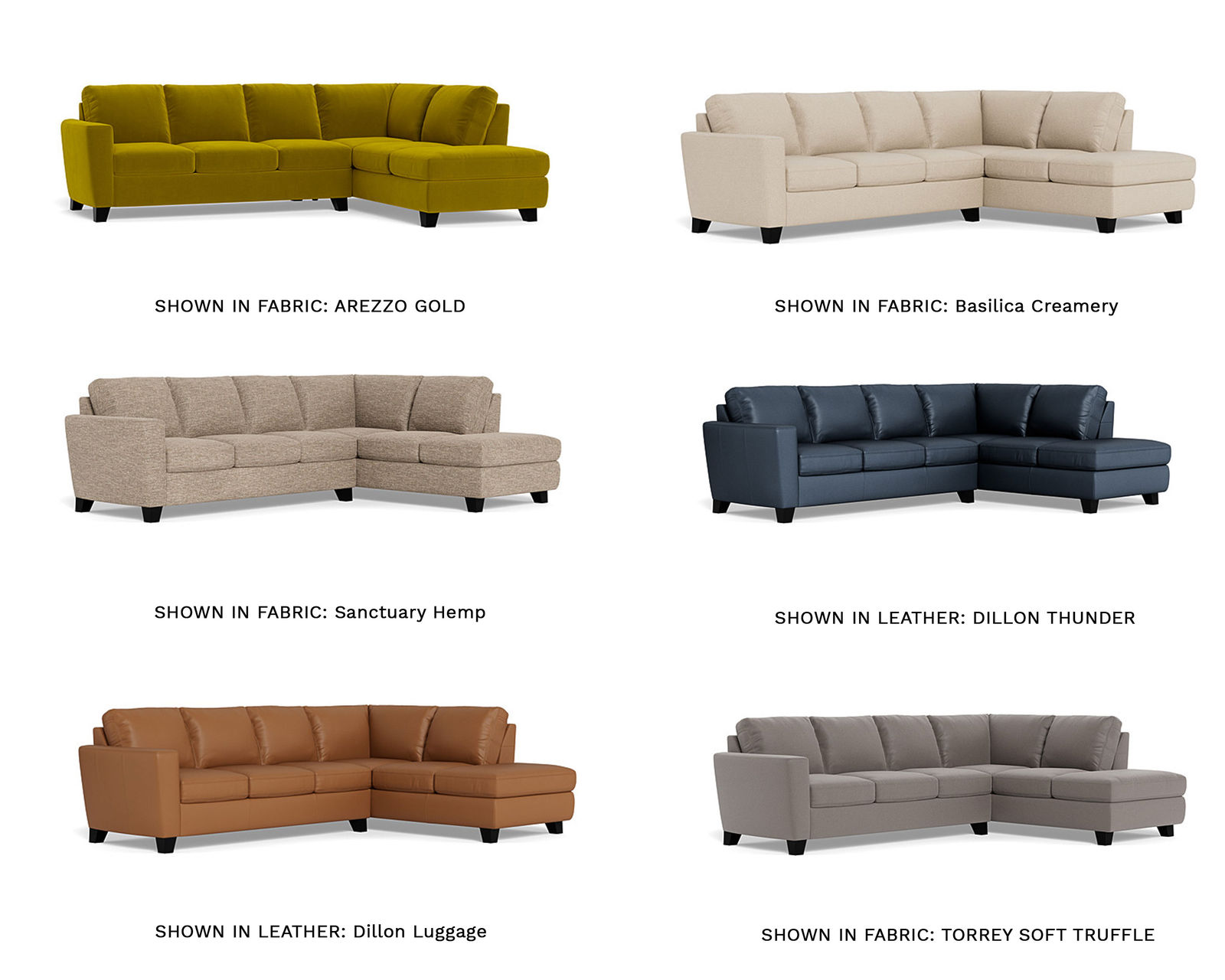 Leeds 77328 Sectional (+50 fabrics) - Wide selection of fabrics, also available in leather