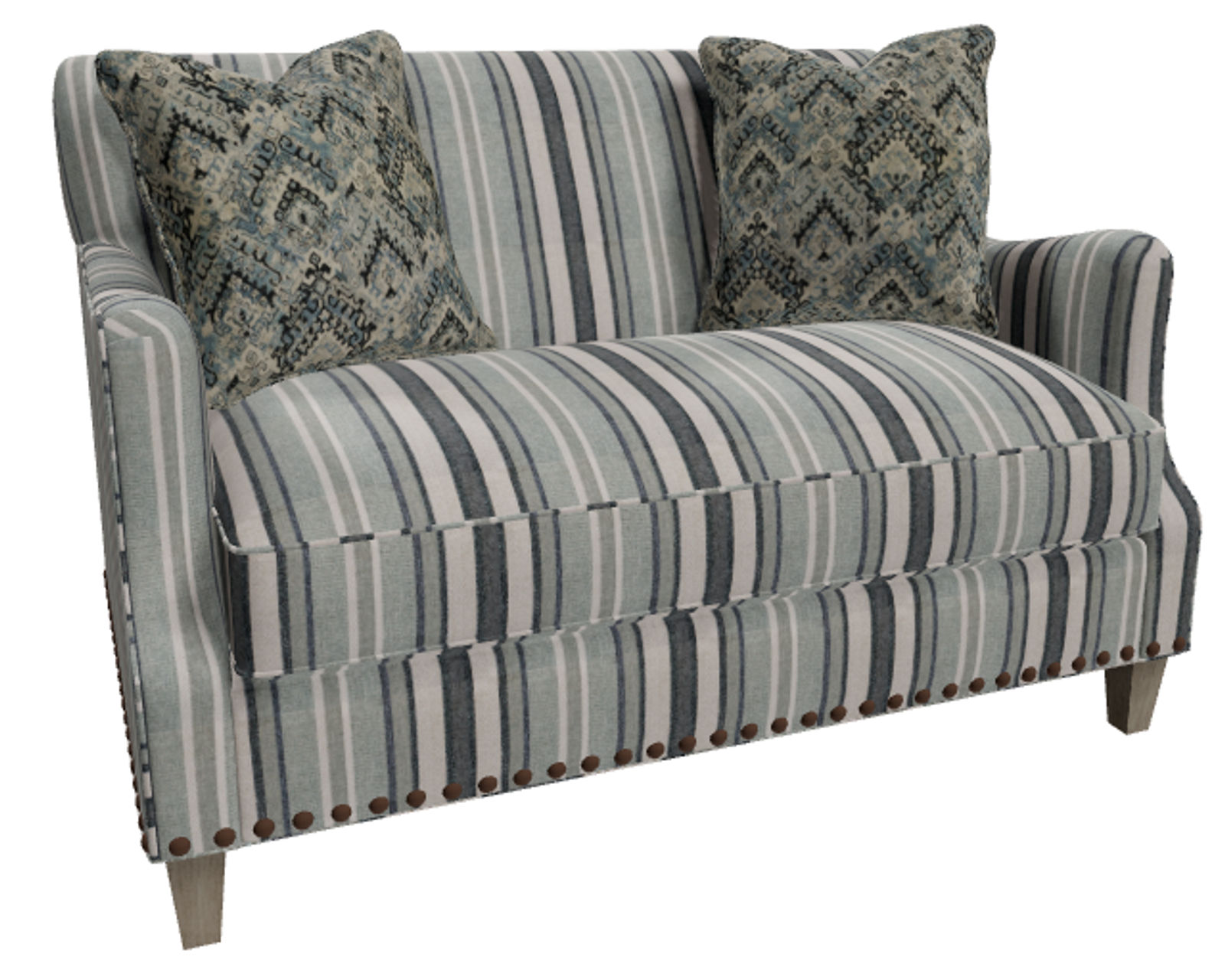 Cotswold 05033 Setee (55") +100 performance fabrics - Custom Order in Your Choice of Fabric, Nailheads and Wood Finish