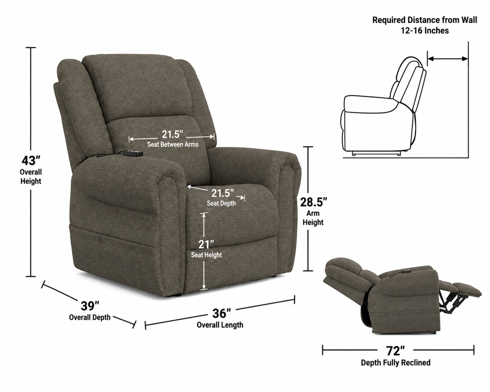 Paradise Power Lift Lay Flat Recliner with Power Headrest, Lumbar, CR3 Therapeutic Heat & Massage & Nanobionic Fabric Advanced Wellness (2 colors) - Your Comfort. Your Independence.