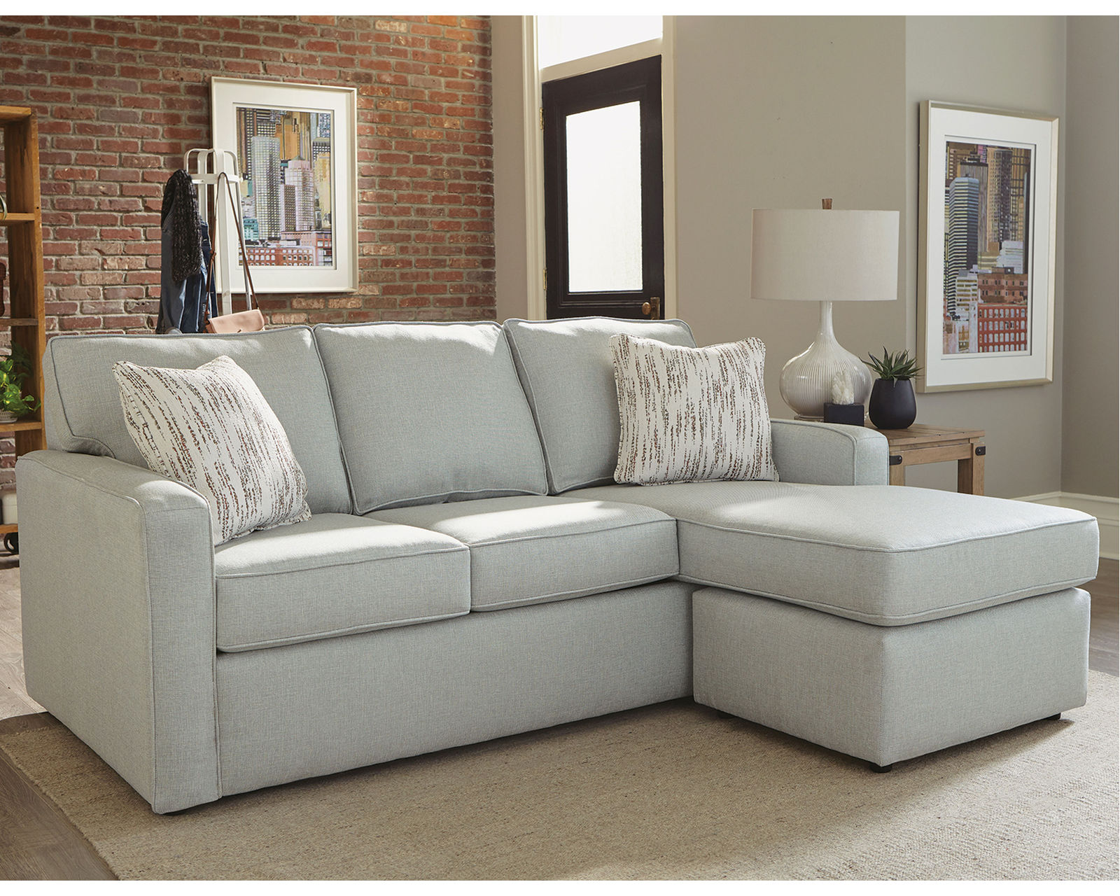Norris 80" Chaise Sofa  (+100 Standard and Performance Fabrics) - Norris 9X05 Sofa with the Norris 9X00-25 Floating Ottoman Chaise
