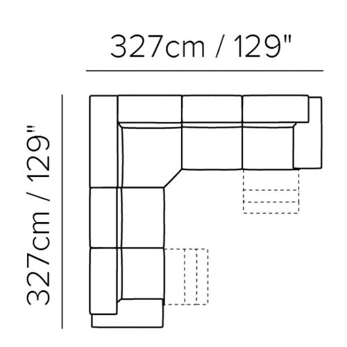 Layout C: Five Piece Sectional - 129" x 129"