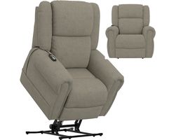 Paradise Power Lift Lay Flat Recliner with Power Headrest, Lumbar, CR3 Therapeutic Heat & Massage & Nanobionic Fabric Advanced Wellness (Two colors)