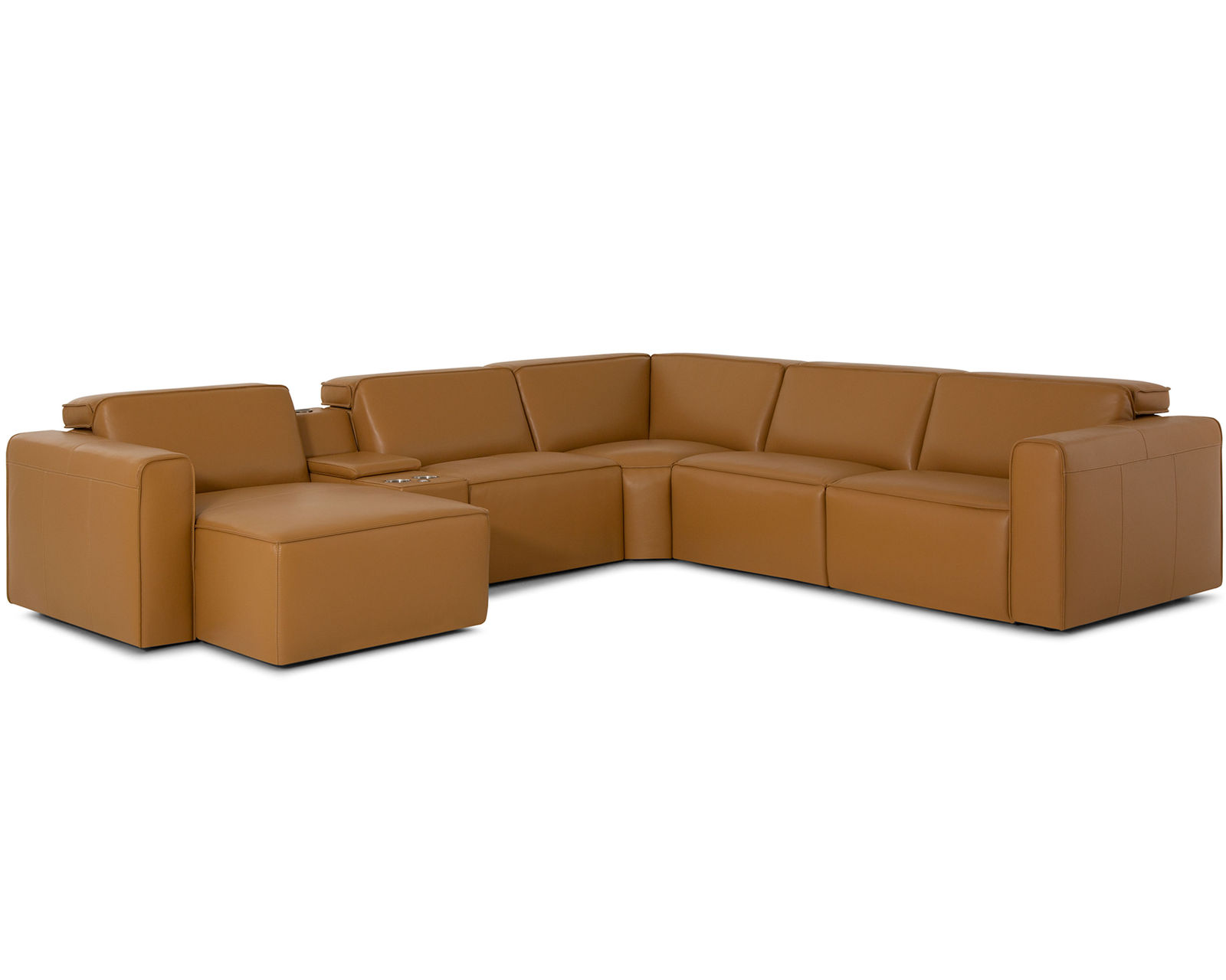 Colton 44007 Power Headrest Power Reclining Sectional (+50 fabrics) - Layout F: Six Piece Chaise Reclining Sectional 62" x 135" x 122"
