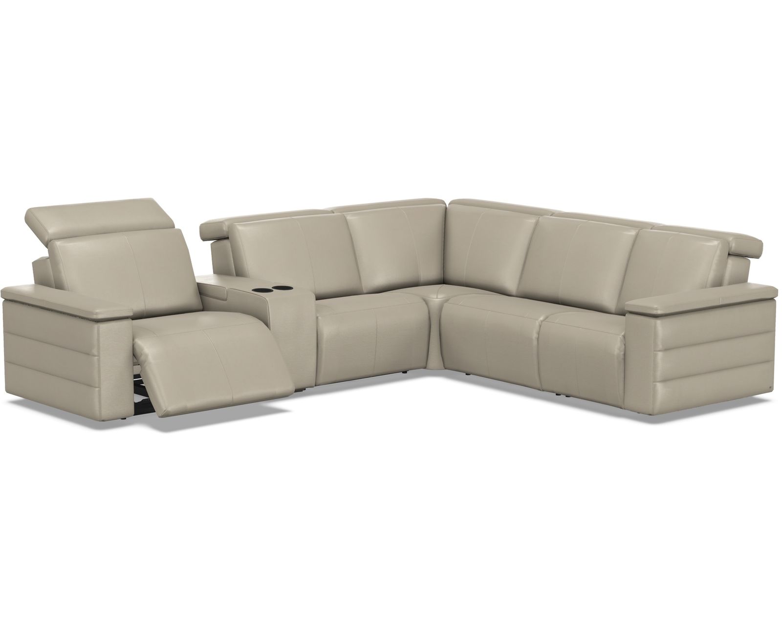 Nala 3003 Power Headrest Power Reclining Sectional (standard and wide width) +140 leathers - Layout D: Six Piece Wide Reclining Sectional 129" x 116" (three recliners)