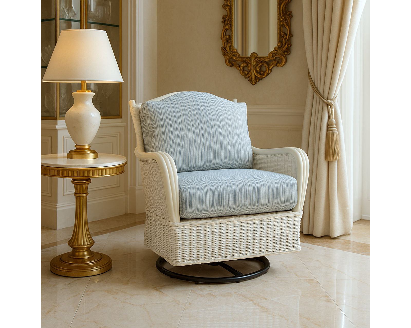 Bodega Bay 84" Rattan Sofa (+28 finishes +69 fabrics) - Bodega Bay Rattan Swivel Glider