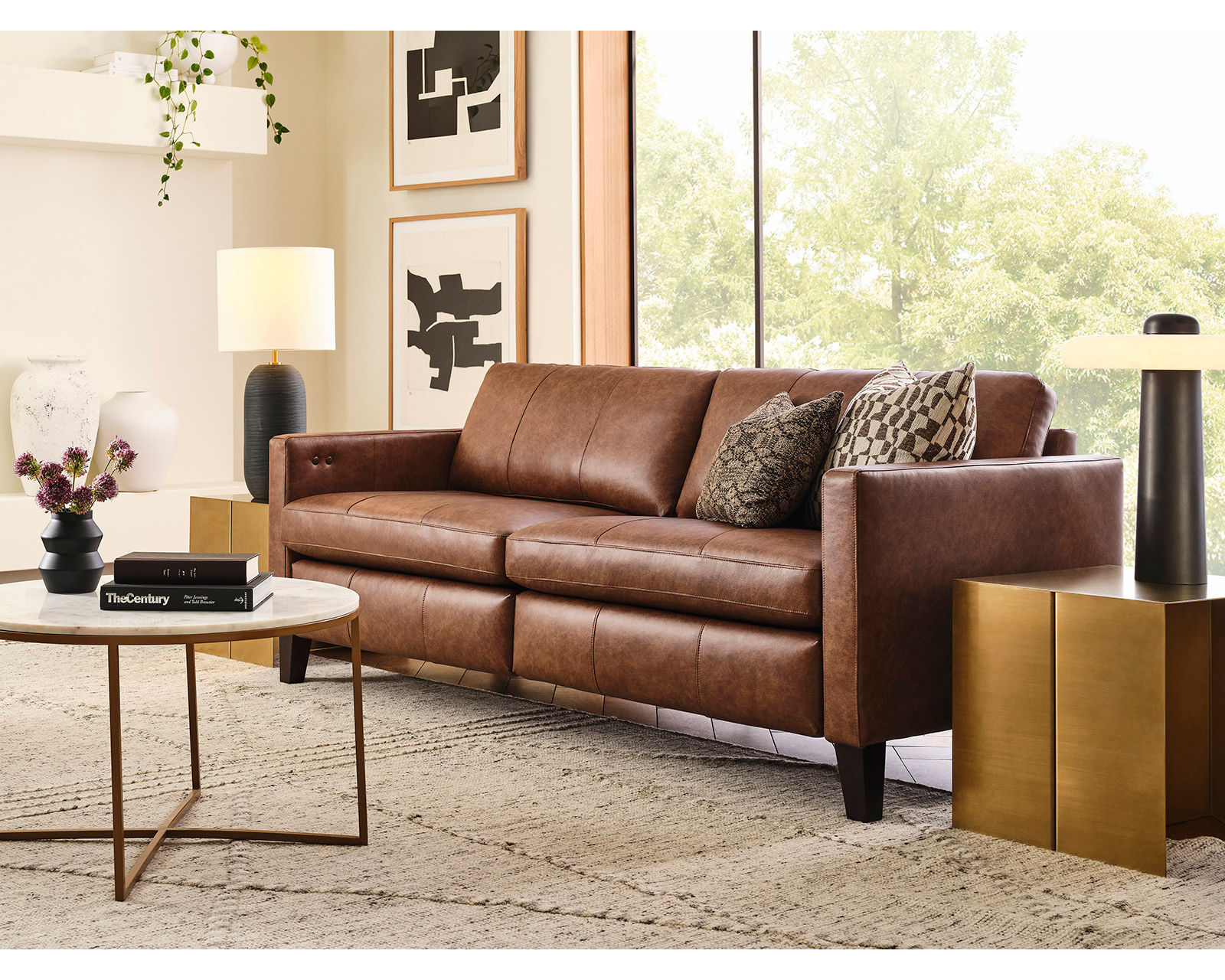 Traftly 82" Mid-Century Power Incliner Leather Sofa (+40 leathers) - Traftly Incliner Leather Sofa
