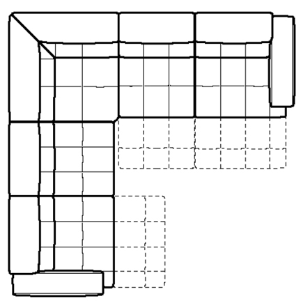 Layout E: Five Piece Reclining Sectional (3 recliners) 118" x 118"