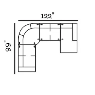 Layout A: Four Piece Sectional 99" x 122" x 62"
