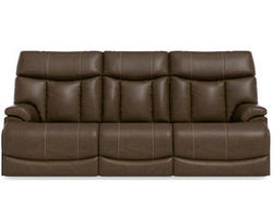 Clive Faux Leather Power Reclining Sofa with Power Headrests and Lumbar (374-70) in stock
