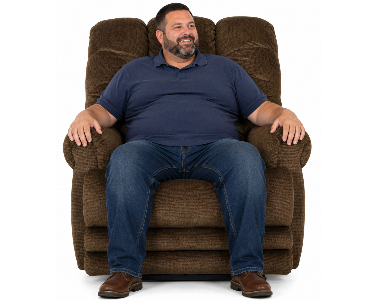 Malone Big Man's Lay Flat Power Recliner Big & Tall Strength. Lay-Flat Comfort (3 colors) - Showin in Fabric Color Truffle
