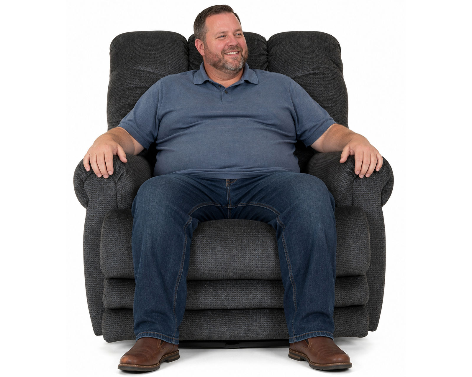 Malone Big Man's Lay Flat Power Recliner Big & Tall Strength. Lay-Flat Comfort (3 colors) - Showin in Fabric Color Ink