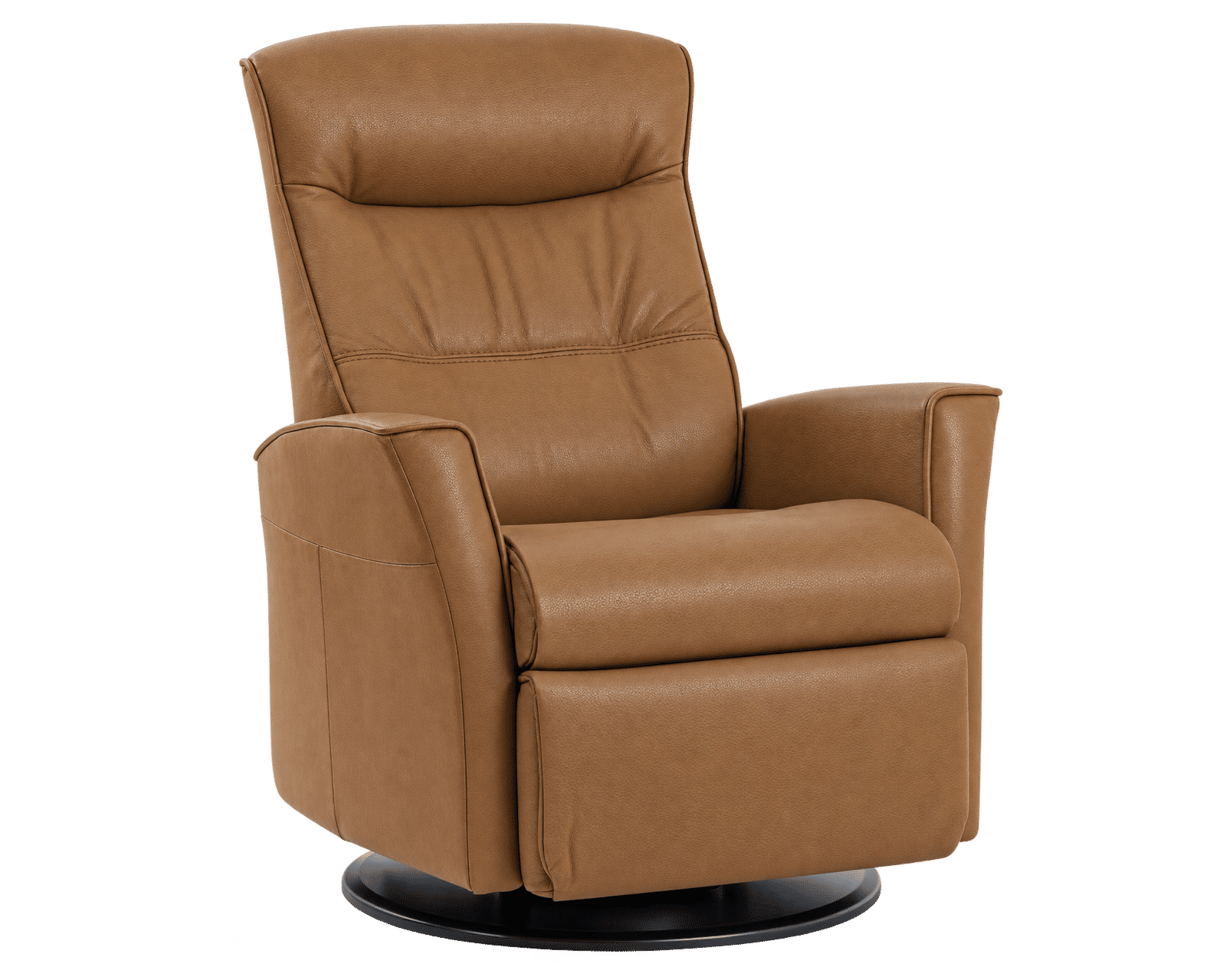 Crown Swivel Glider Relaxer Recliner (Scandinavian Comfort. Engineered Around You. In Stock - Cinder) - Shown in Top Grain Leather Color Trend Nature