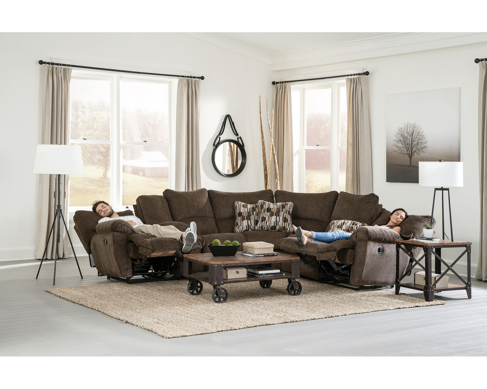 Elliot Two Piece Lay Flat Reclining Sectional (2 colors) 102" x 89" - Recline Into Better Living.