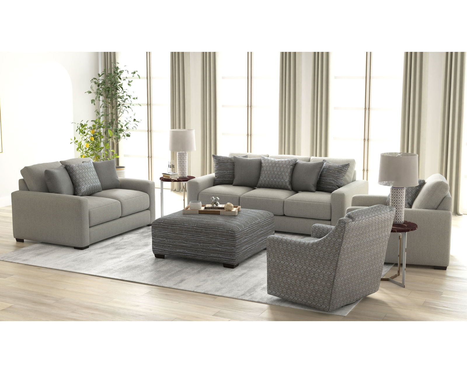 Hyde Park 94" Stationary Sofa (2 colors) includes pillows - Enjoy the entire room
