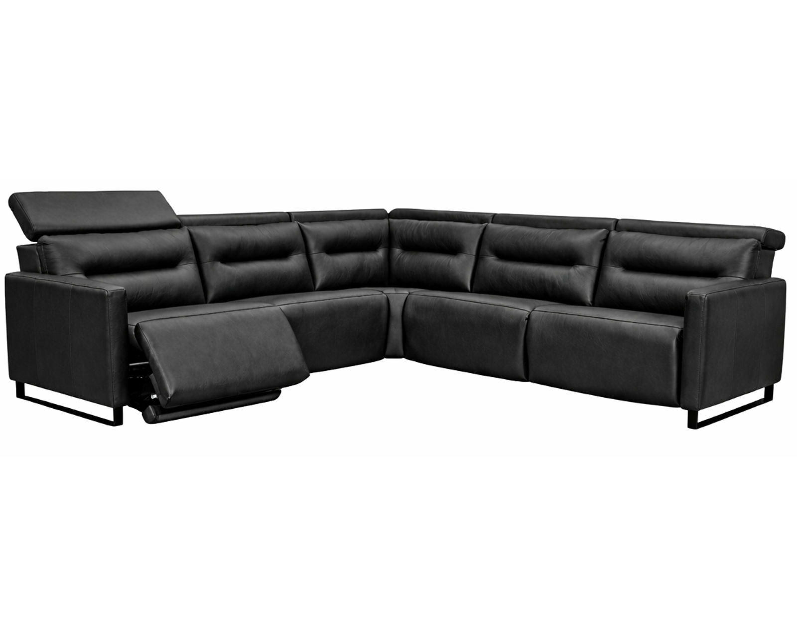 Cleo F094 Power Headrest Power Reclining Sectional (standard and wide seat widths) +140 leathers - Layout B: Five Piece Wide Sectional 115" x 115" (two recliners)