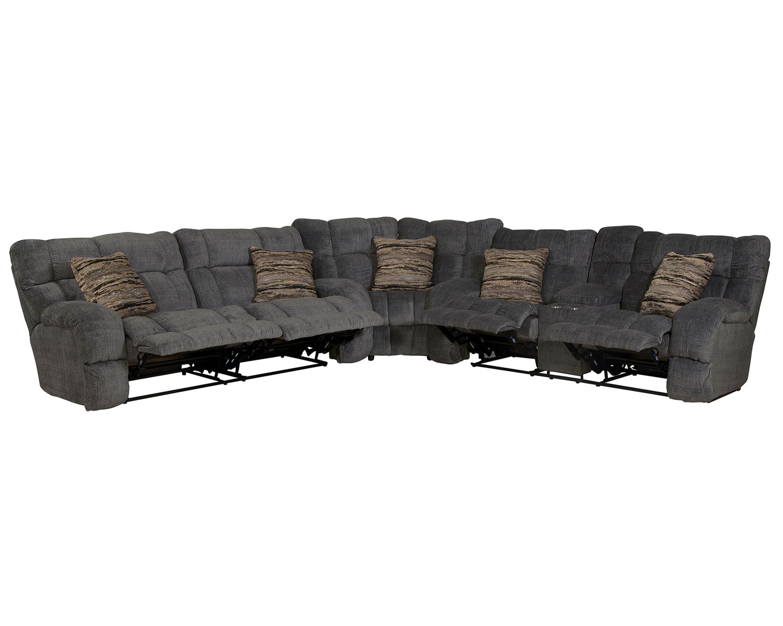 Ashland 3-Piece Wide Seat Lay Flat Reclining Sectional (two colors) - Shown in Fabric Color Granite