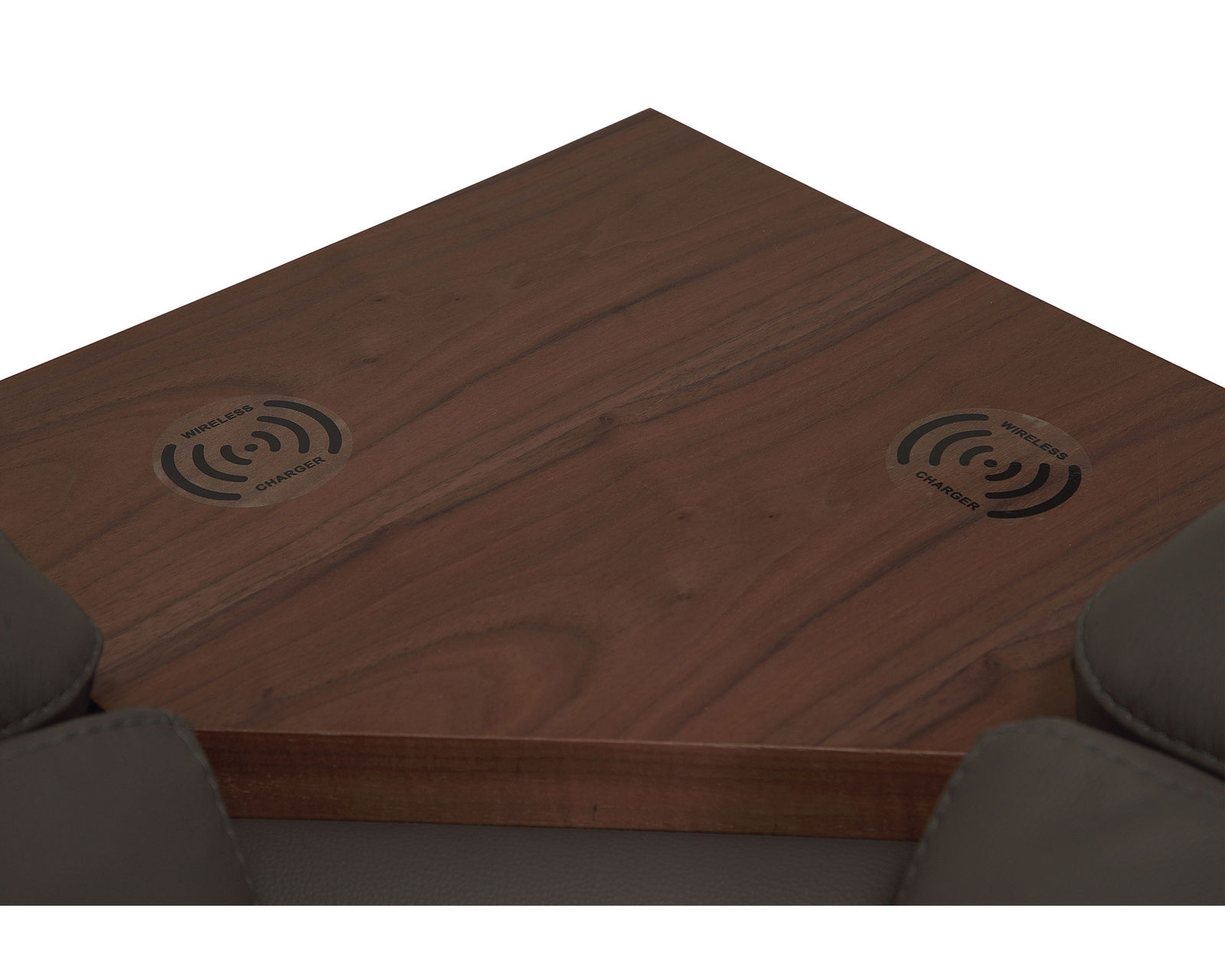 Lotus 44012 Reclining Sectional (+200 colors) - Walnut Corner with Wireless Charging - convenient soft touch charging pad