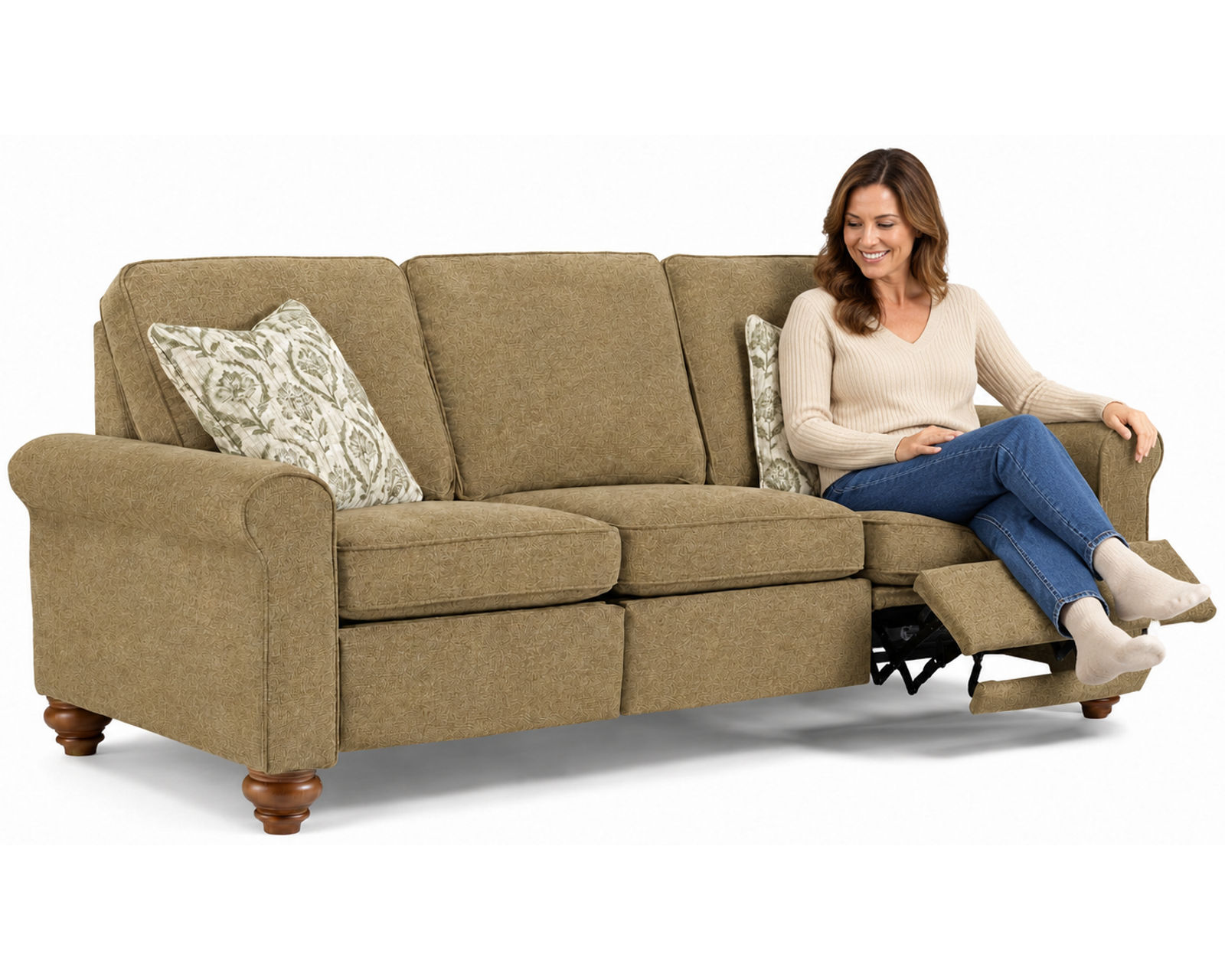 Weston 88" Power Incliner Sofa (+100 fabrics) 3 wood finishes - Available in Both Standard and High Performrance Fabrics