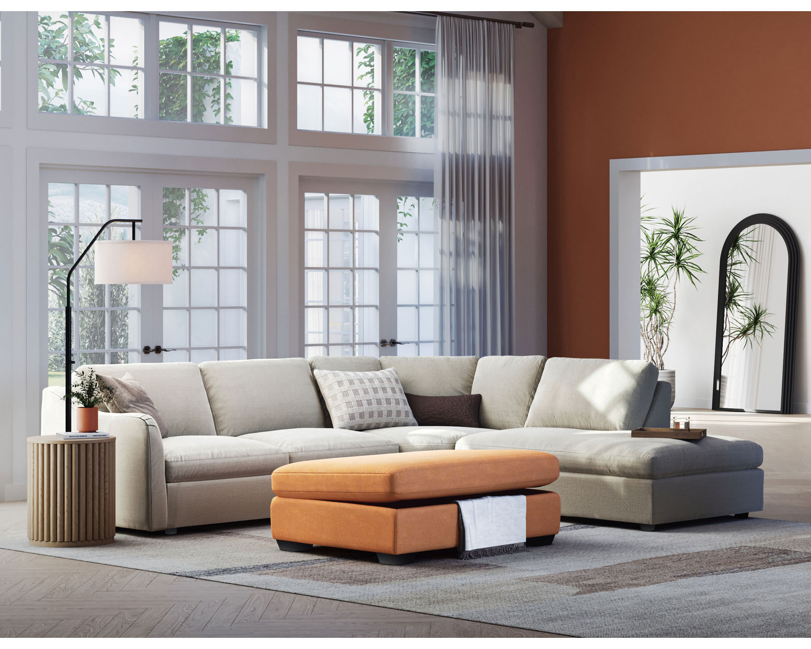 Madison 77658 Modern English Sectional (+60 fabrics)