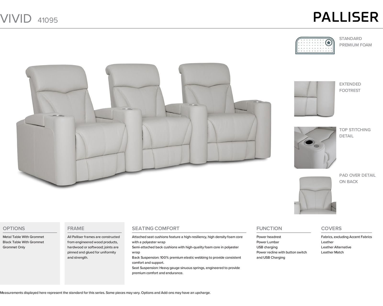Vivid 41095 Triple Power Home Theater Sectional (+200 colors)