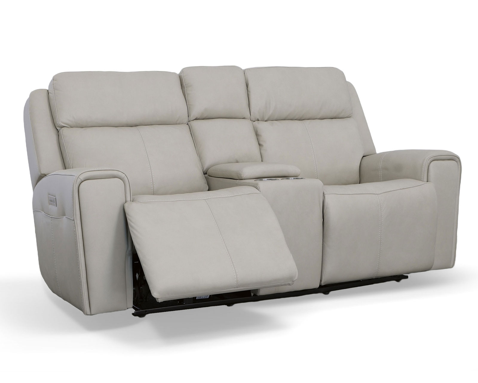 Barnett Power Reclining Sofa with Power Headrests and Lumbar (Dark Brown leather) 87" - in stock - Shown in leather Ice