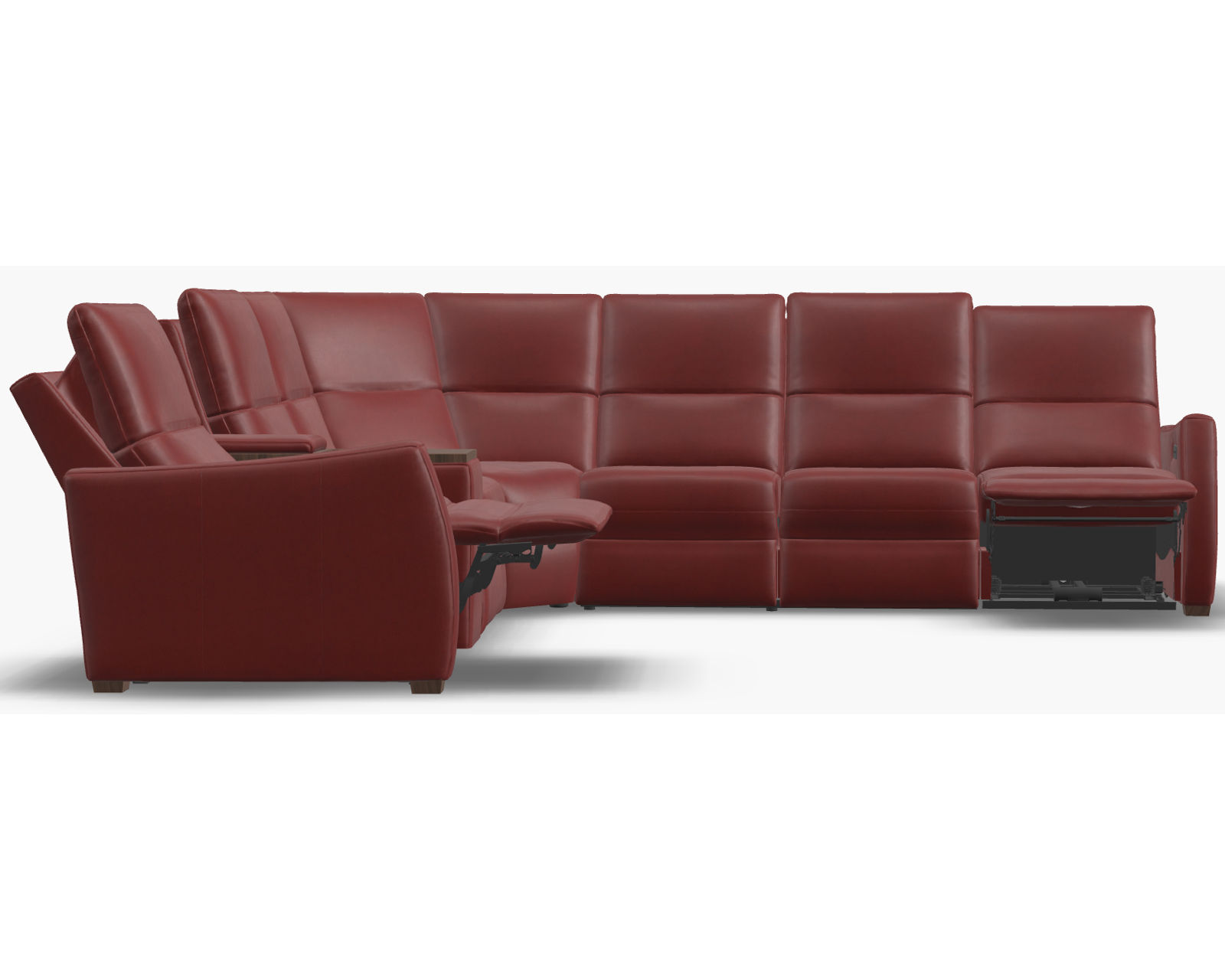 Luna 40110 Triple Power Reclining Sectional (+100 leathers) - Layout D: Four Piece Reclining Sectional (2 recliners) 111" x 123"