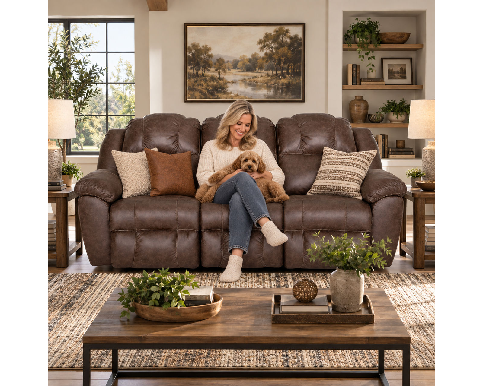 Castello 92" Reclining Sofa Walnut (A Best-Selling Favorite. Plush Comfort with a Distinctive Crowned Design) - Power Recline with USB Charging Available
