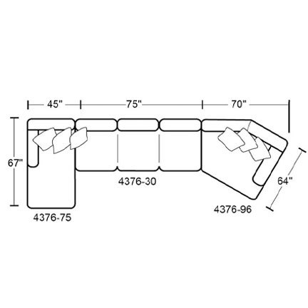 Layout E: Three Piece Sectional 67" x 190" x 64"