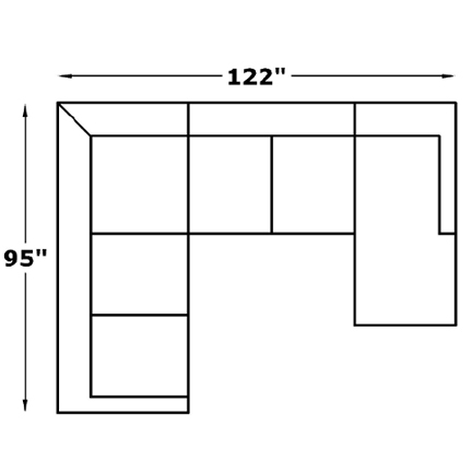 Layout F: Three Piece Sectional 95" x 122"