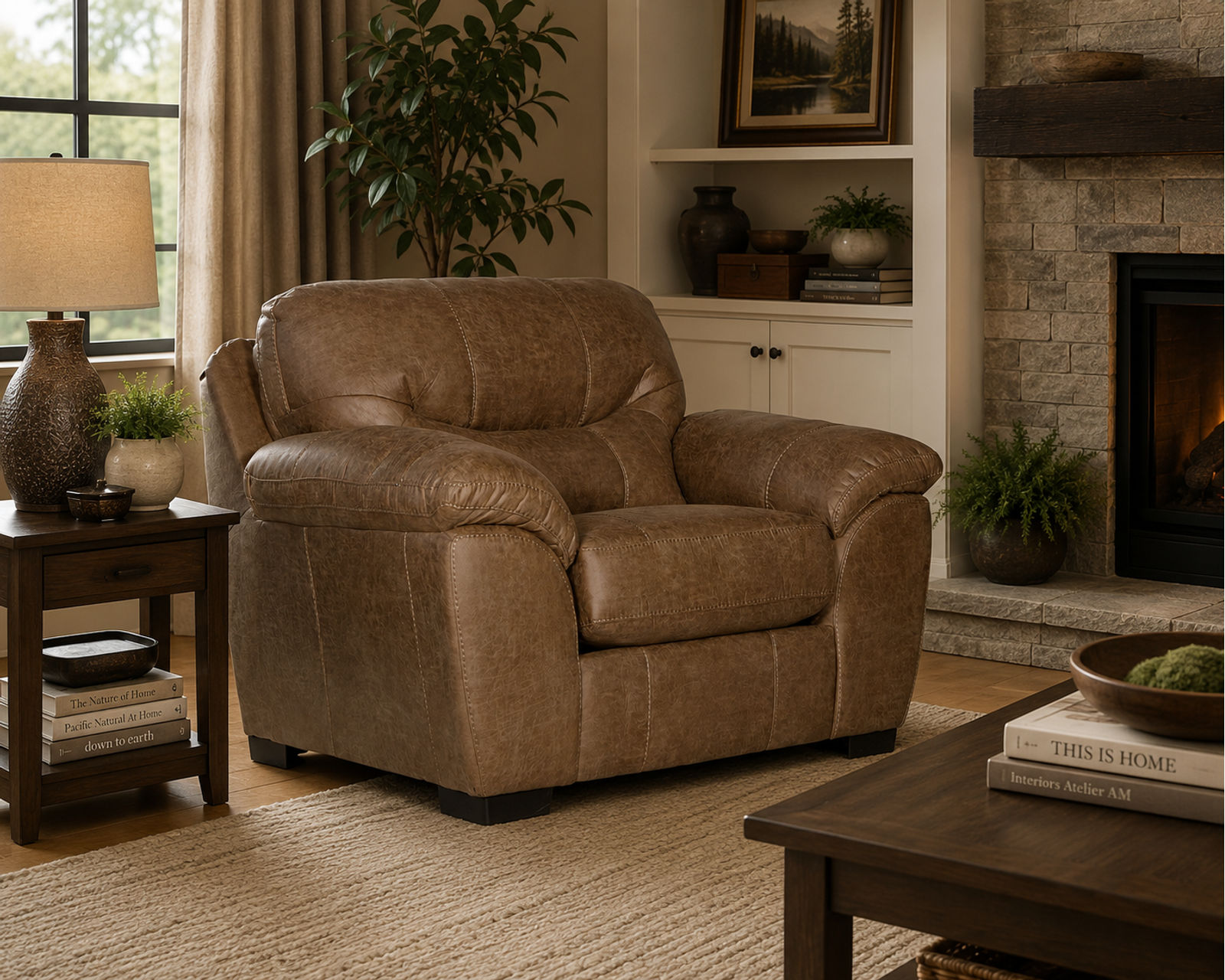 Grant 4453 Faux Leather Fabric 96" Sofa  - 2 colors