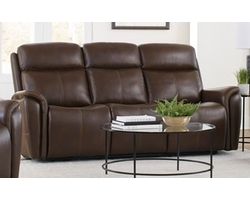 Cascade 83" Power Headrest Power Leather Reclining Sofa Auburn (In stock - Fast Shipping)