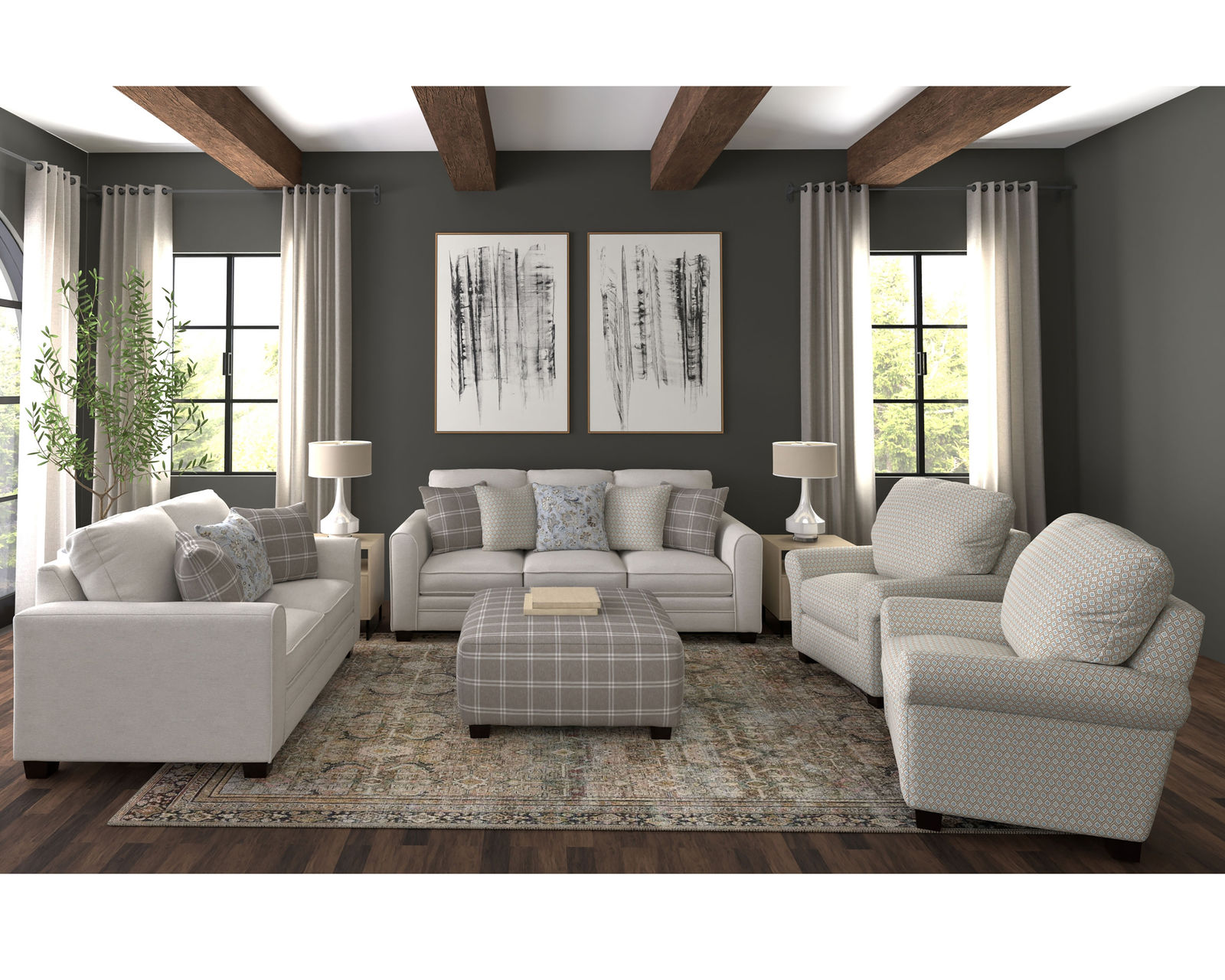 Magnolia 90" Sofa (durable polyester fabric) includes pillows  - Includes all pillows shown in the photographs