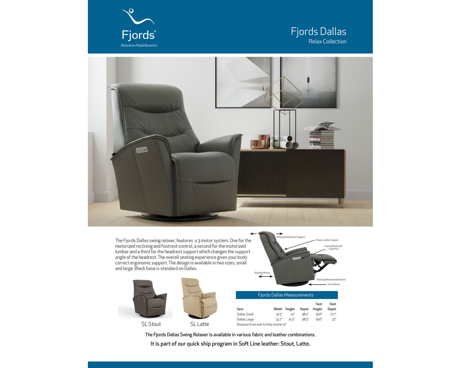 Dallas Triple Power Swivel Glider Recliner Stout (In stock - Fast shipping)