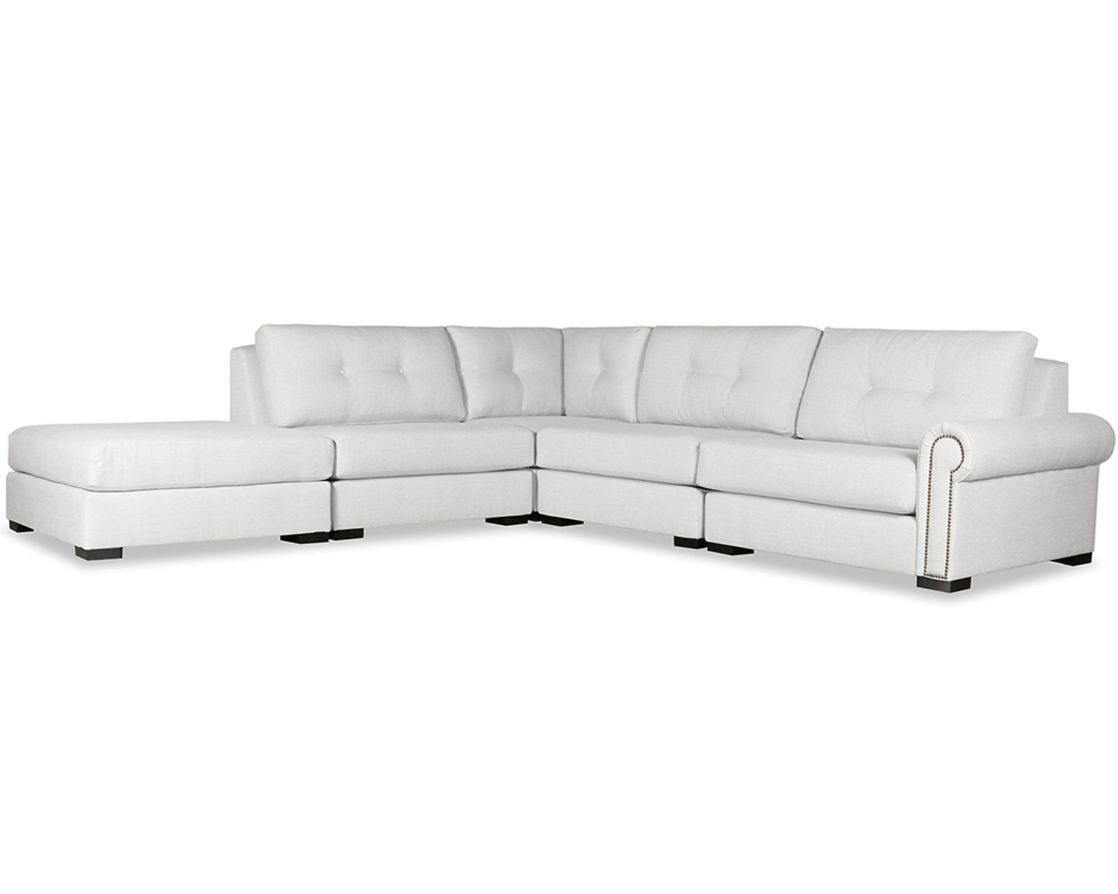  Sylviane Buttoned 5 Pieces Modular Sectional (Choice of Colors) -  Sylviane Buttoned 5 Pieces Modular Sectional In White